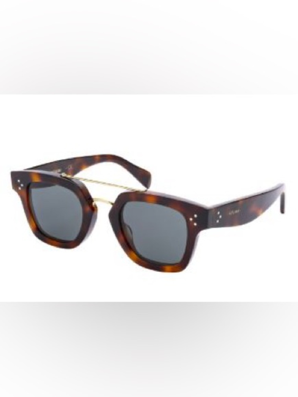 Celine Tortoiseshell Sunglasses Double Bridge Sunglasses - Brown/Black Lenses